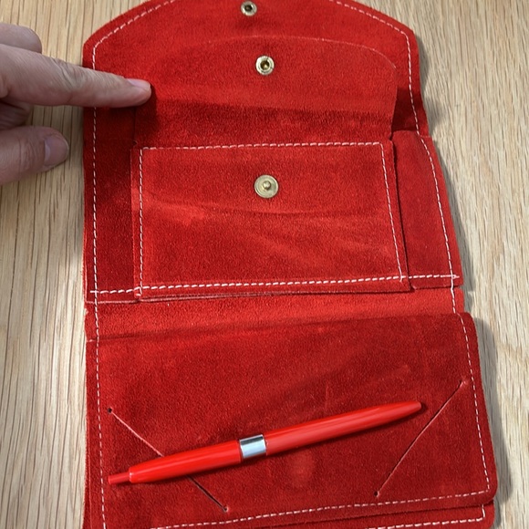 Vintage Red Orange Suede Wallet - Picture 5 of 15
